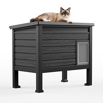 Yurblax Indoor Outdoor Cat Shelter, Weatherproof Insulated for Multiple Cats, Warm Easy Assembly