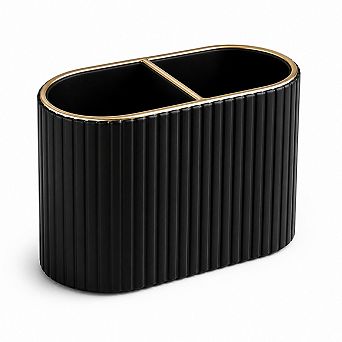 PU Leather Dual Compartment Desk Organizer Pen Holder For Office Home School