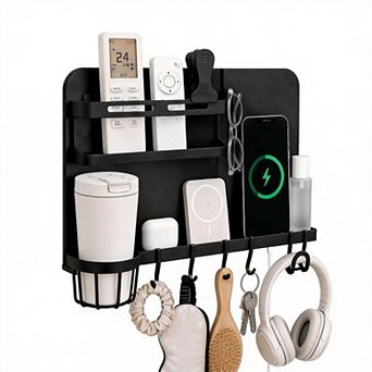 No Drill Metal Wall Mount Bedside Organizer For Dorm Bedroom RV