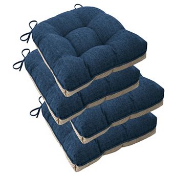 Set of 4 Non Slip Dining Chair Cushions Faux Linen Comfort Support