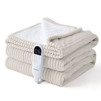 Bedsure GentleSoft Electric Blanket, Soft Ribbed Flannel, Dual Control