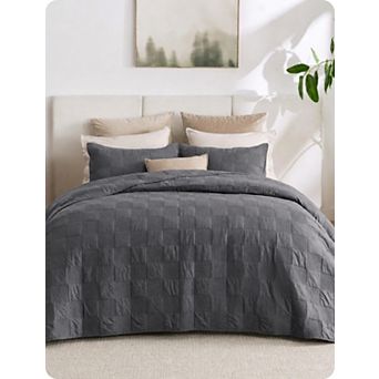 Bedsure 100% Cotton Lightweight Quilt Set, Checkerboard Bedspread Coverlet