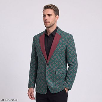 Men's Corduroy Blazer Slim Fit Geometric Suit Jacket Sport Coat