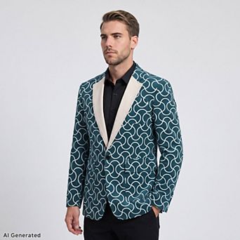 Men's Corduroy Blazer Slim Fit Geometric Suit Jacket Sport Coat