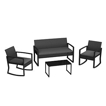 4 pc Outdoor Patio Rocking Chair Set