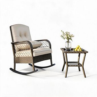 Outdoor Wicker Rocking Chair All-Weather Rattan Rocker