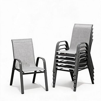 Stackable Patio Dining Chairs Set of 6