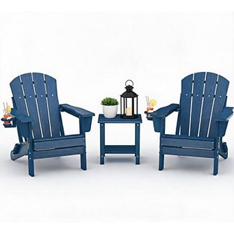 All-Weather HDPE Folding Adirondack Chair and Table