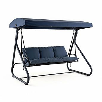 Heavy-Duty 3-Seat Outdoor Swing Chair with Adjustable Canopy