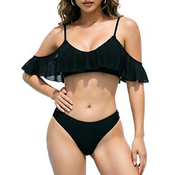 Womens High Waisted Bikini Set Tummy Control 2 pc Bathing Suit Beach Summer Racerback Swimsuit