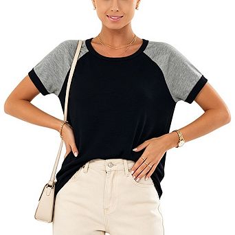 Women’s Crewneck Short Sleeve Color Block Loose Tunic T Shirt Casual Daily Fashion Blouse Tops