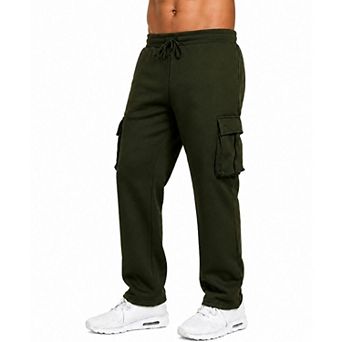 Blue Ice Men's Open Bottom Fleece Jogger Sweatpants with Velcro Cargo Pockets
