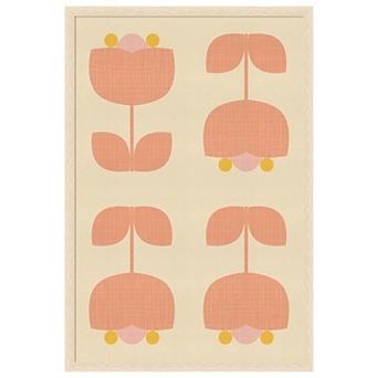 Amanti Art Framed Fabric Pinboard, Retro Tulip Harmony Printed Bulletin Board - 26x38