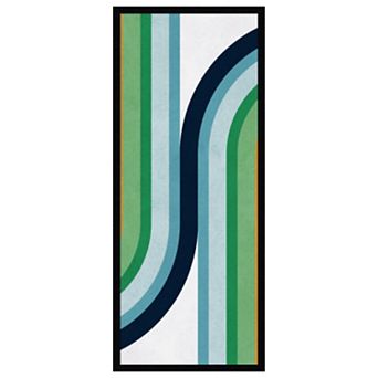 Amanti Art Framed Fabric Pinboard, Colorful curved lines 2 Printed Bulletin Board - 17x41