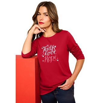 Roaman's Women's Plus Size Graphic Long Sleeve Tee