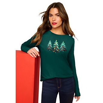 Roaman's Women's Plus Size Graphic Long Sleeve Tee