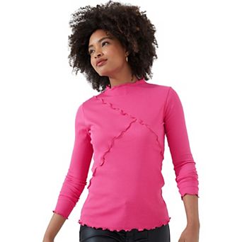 Joe Browns Women's Plus Size Stretch Cotton Lettuce Trim Top