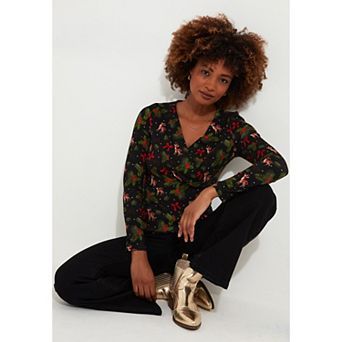 Joe Browns Women's Plus Size Stretch Knit Festive Wrap Top