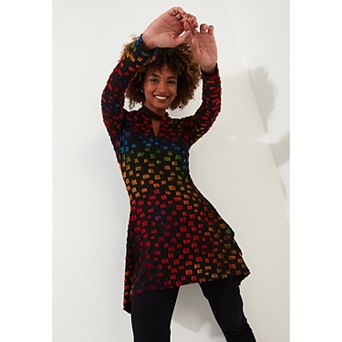 Joe Browns Women's Plus Size Sharkbite Keyhole Burnout Tunic