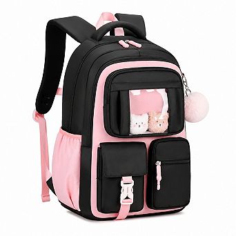 3 pc Cute Girls Elementary School Backpack With Pendant