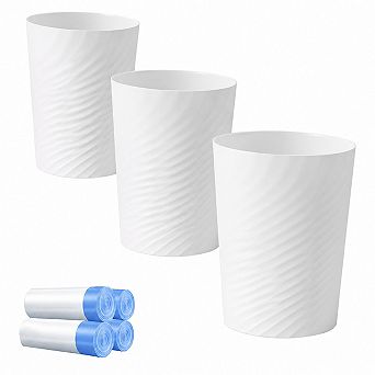 INQCMY Small Trash Can Plastic Round Waste Basket Compact