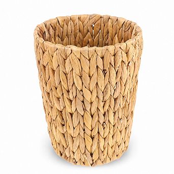 INQCMY Handwoven Water Hyacinth Waste Basket Decorative Trash Can