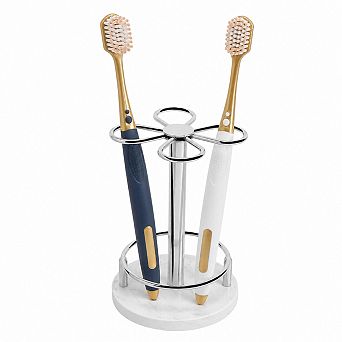 INQCMY Marble Base Metal Toothbrush Holder Clover Shape