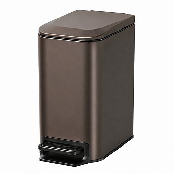INQCMY Stainless Steel Slim Step On Trash Can Soft Close Lid