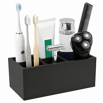 INQCMY Resin 3 Slot Bathroom Countertop Toothbrush Holder Drain