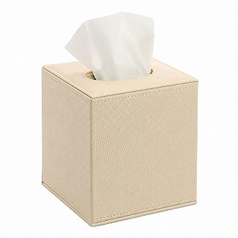 INQCMY Square Faux Leather Tissue Box Cover Magnetic Bottom Holder