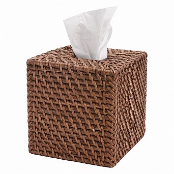 INQCMY Woven Rattan Tissue Box Cover Rustic Decor Holder