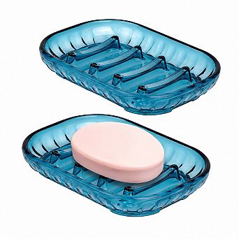 INQCMY 2 Pack Clear Soap Dish Holder Quick Dry Bathroom Shower