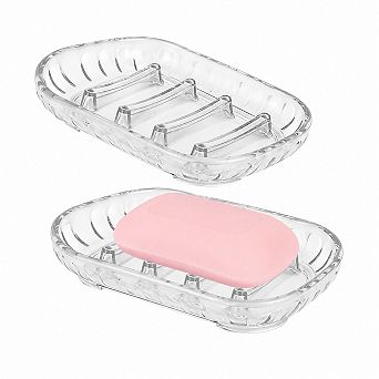 INQCMY 2 Pack Clear Soap Dish Holder Quick Dry Bathroom Shower