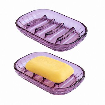 INQCMY 2 Pack Clear Soap Dish Holder Quick Dry Bathroom Shower