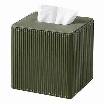 INQCMY Square PU Leather Tissue Box Cover Magnetic Closure Modern