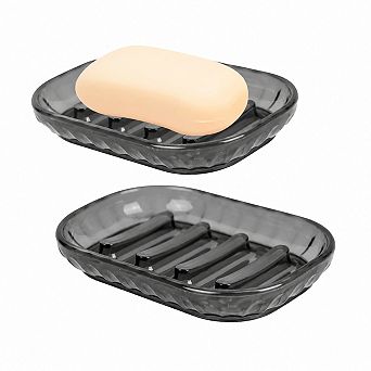 INQCMY 2 Pack PP Soap Dish Holder Drain Dry Bathroom Kitchen