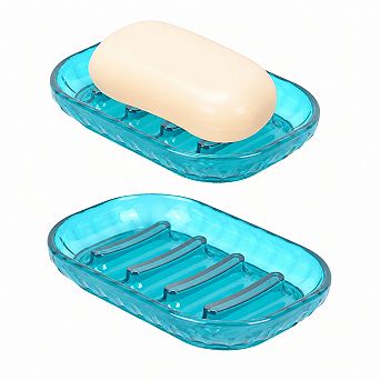 INQCMY 2 Pack PP Soap Dish Holder Drain Dry Bathroom Kitchen
