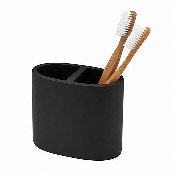 INQCMY Matte Black Polyresin Toothbrush Holder For Vanity