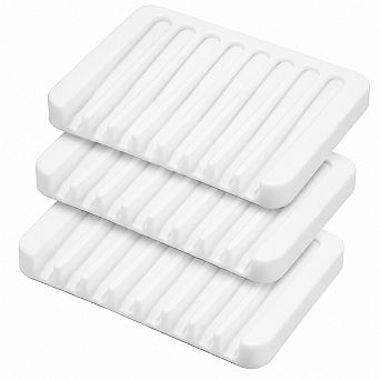 INQCMY 3 Pack Silicone Soap Dish Self Draining Keep Soap Dry