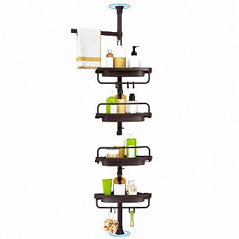 INQCMY Extendable Rustproof Corner Shower Tension Pole 4 tier