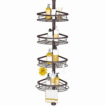 INQCMY Adjustable Rustproof Shower Corner Organizer Tension Pole