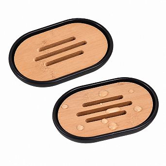 INQCMY Set of 2 Wooden Soap Dish Self Draining Bar Soap Saver