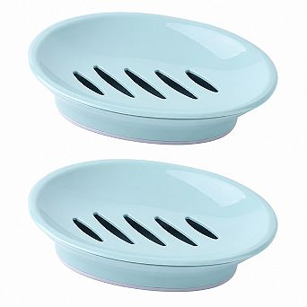 INQCMY 2 Pack Dual Layer Plastic Soap Dish Drain Easy Clean