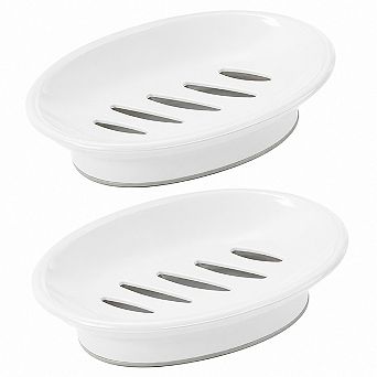 INQCMY 2 Pack Dual Layer Plastic Soap Dish Drain Easy Clean