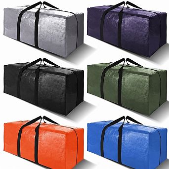 Extra Large Heavy Duty Moving Bags With Backpack Straps Strong Handles Zippers 6 Pack
