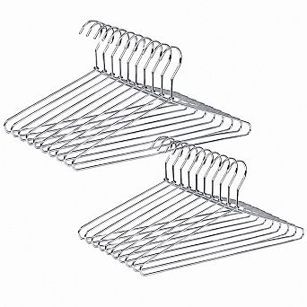 30 Pack Heavy Duty Stainless Steel Coat Hangers Smooth Chrome Closet Organization
