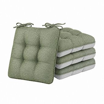Memory Foam Chair Cushion Set Non Slip Ties Indoor Outdoor Comfort Support