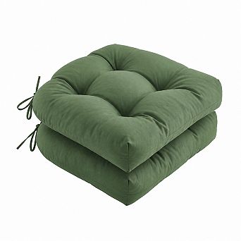 Outdoor Patio Chair Cushions Set Of 2 Waterproof Tufted Seat Pads With Ties
