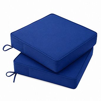 Outdoor Patio Seat Cushions Waterproof Fade Resistant Thick Padded With Ties And Handles Set Of 2
