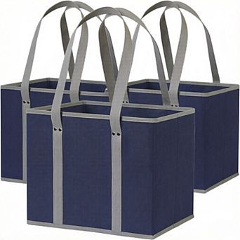 3 Pack Reusable Grocery Bags Heavy Duty Reusable Shopping Bags with Box Shape to Stand Up